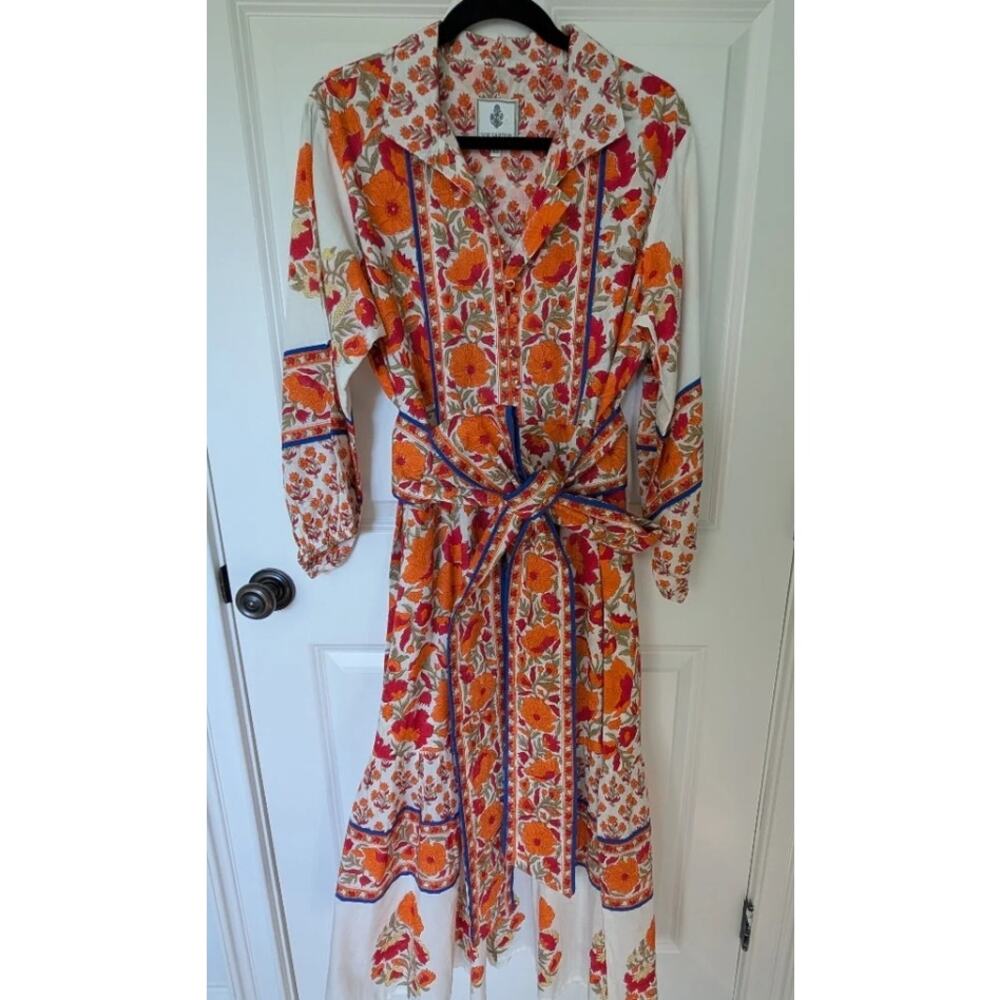 Sue Sartor Flounce Dress Red/Orange M